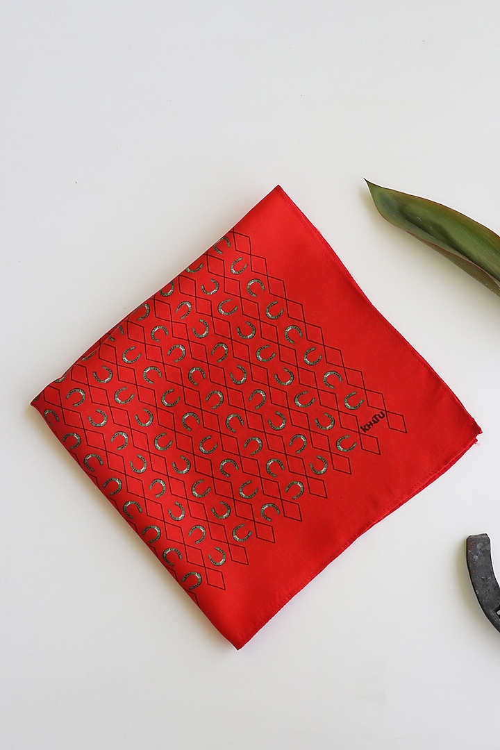 Red Silk Pocket Square by Khatu at Pernia's Pop Up Shop