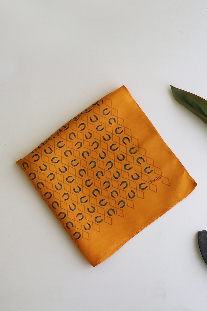 Yellow Silk Pocket Square by Khatu at Pernia's Pop Up Shop