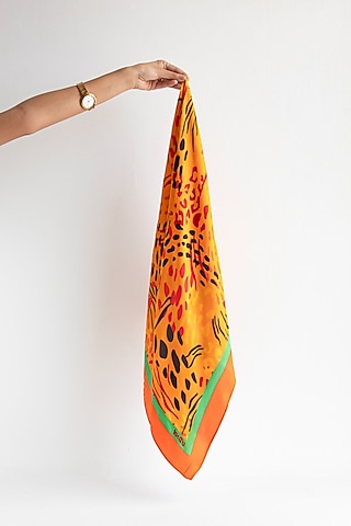 Yellow Silk Pocket Square by Khatu