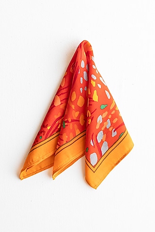 Orange Silk Pocket Square by Khatu