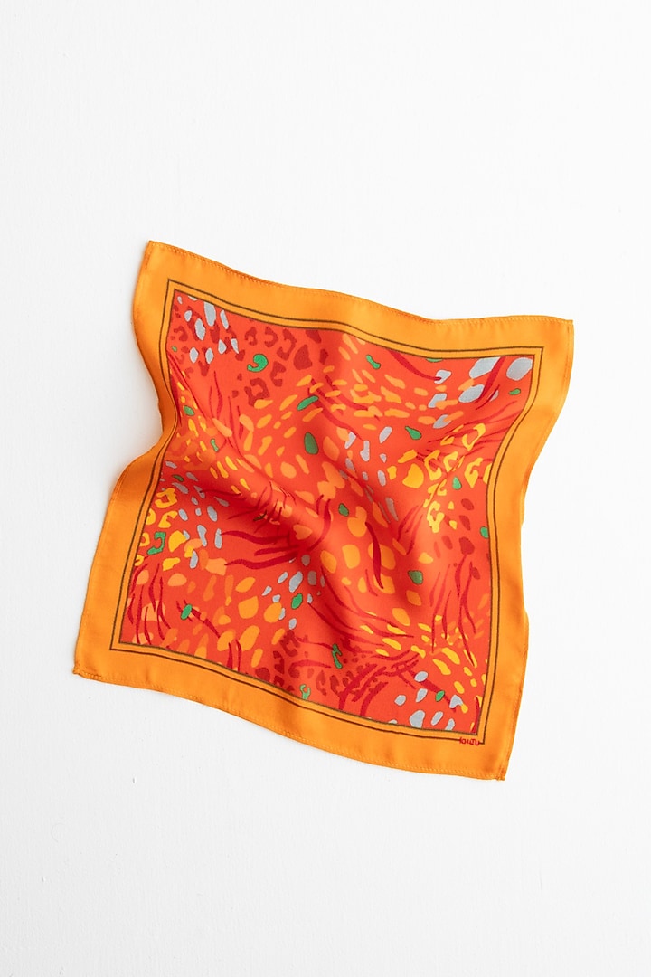 Orange Silk Pocket Square by Khatu at Pernia's Pop Up Shop