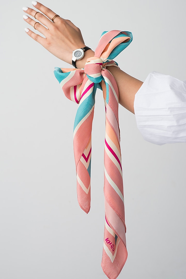 Teal & Pink Silk Scarf by Khatu at Pernia's Pop Up Shop