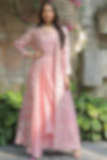 Blush Pink Embroidered Jacket Dress by Khushboo Bagri