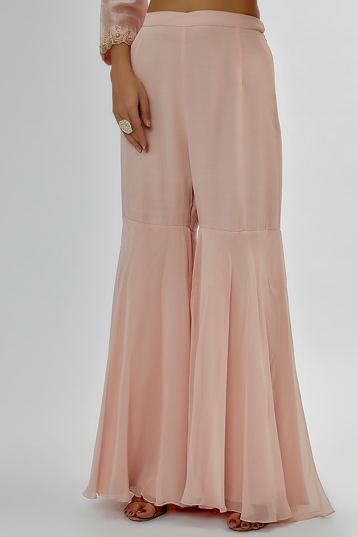 Pink Georgette & Silk Wedding Sharara Set by Khushboo Bagri at Pernia's Pop Up Shop
