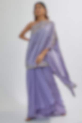 Purple Satin & Silk Skirt Set by Khushboo Bagri