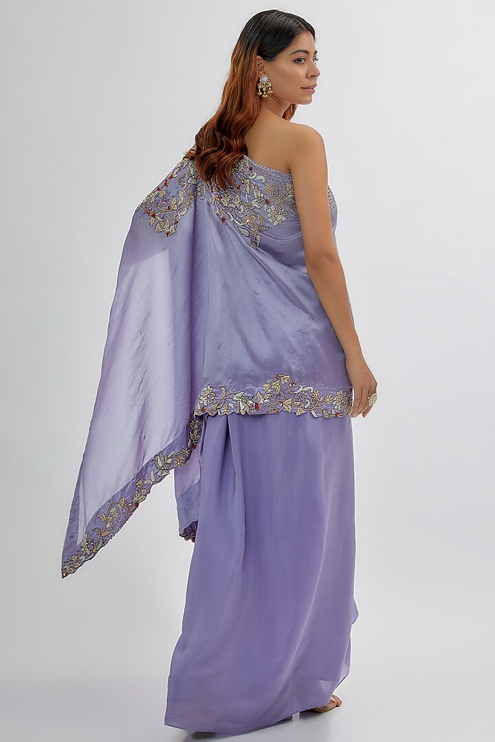 Purple Satin & Silk Skirt Set by Khushboo Bagri at Pernia's Pop Up Shop
