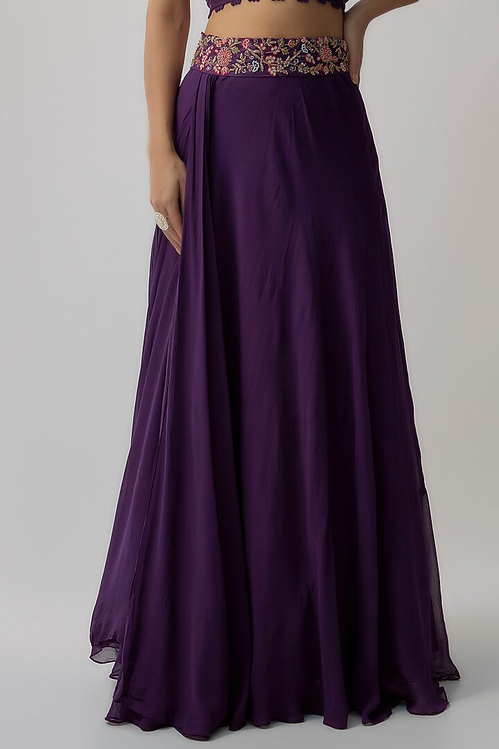 Purple Silk Organza Hand Embroidered Cape Set by Khushboo Bagri at Pernia's Pop Up Shop