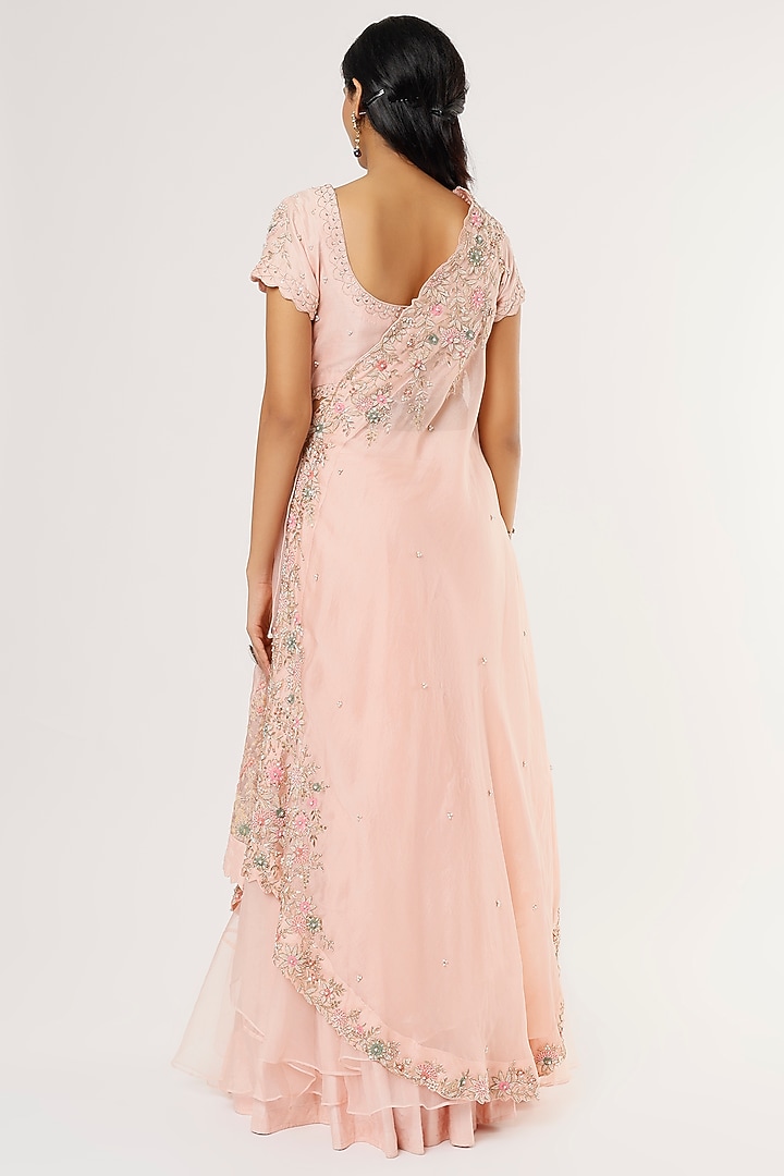 Blush Pink Silk Organza Skirt Set by Khushboo Bagri at Pernia's Pop Up Shop