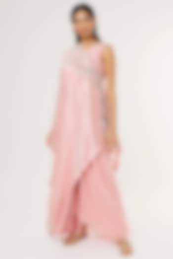 Blush Pink Silk Dupion Skirt Set by Khushboo Bagri
