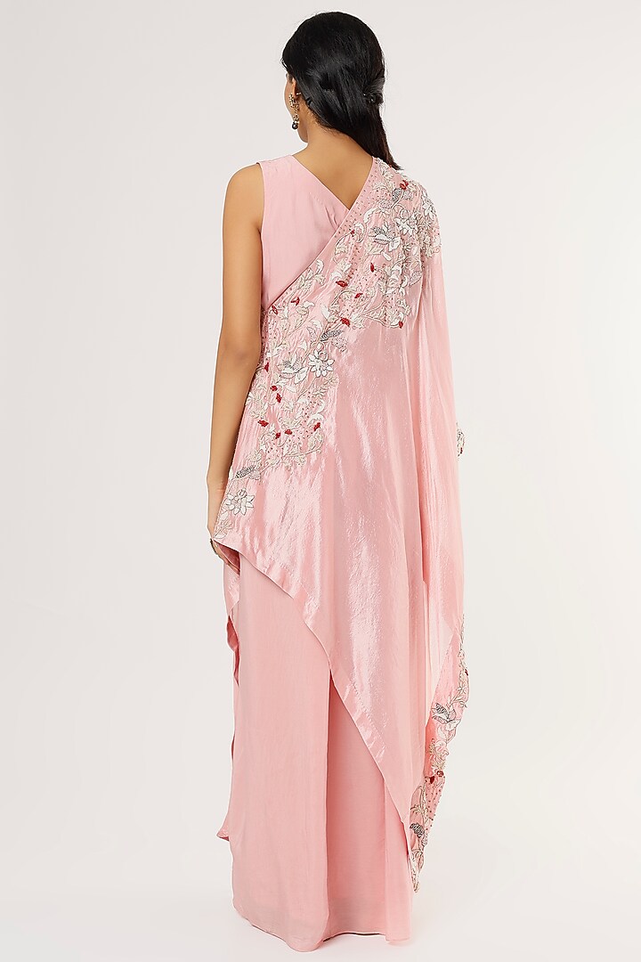 Blush Pink Silk Dupion Skirt Set by Khushboo Bagri at Pernia's Pop Up Shop