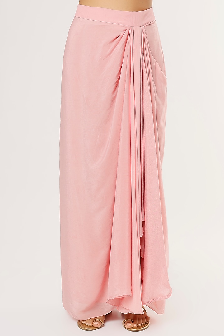Blush Pink Silk Dupion Skirt Set by Khushboo Bagri at Pernia's Pop Up Shop