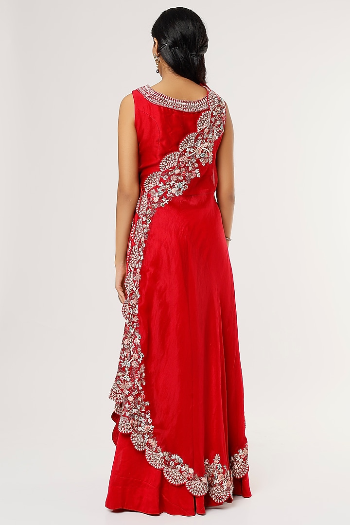 Red Silk Organza Pant Set by Khushboo Bagri at Pernia's Pop Up Shop