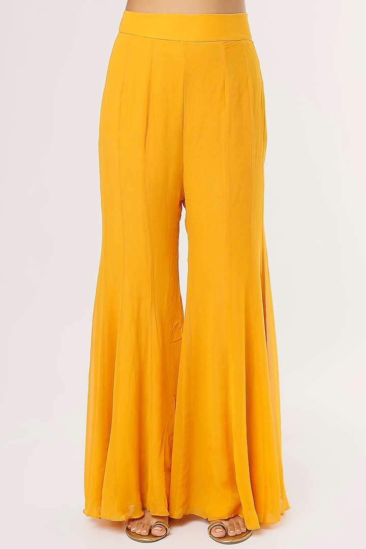 Yellow Silk Organza Wedding Sharara Set by Khushboo Bagri at Pernia's Pop Up Shop