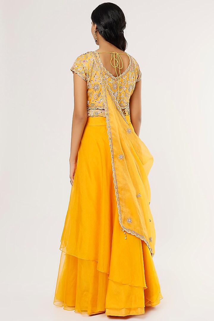 Yellow Organza Skirt Set by Khushboo Bagri at Pernia's Pop Up Shop