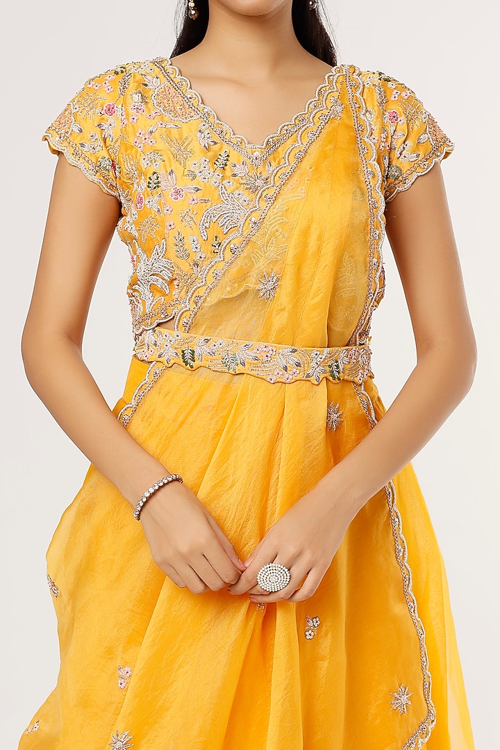 Yellow Organza Skirt Set by Khushboo Bagri at Pernia's Pop Up Shop