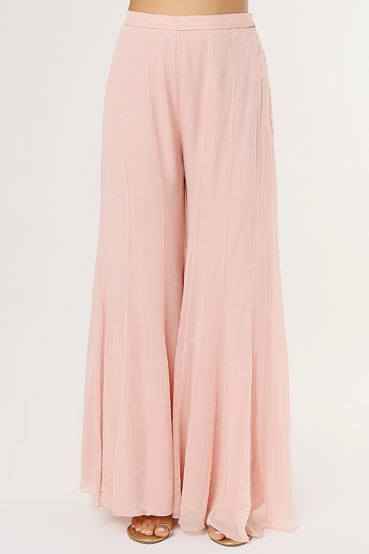 Blush Pink Silk Organza Wedding Sharara Set by Khushboo Bagri at Pernia's Pop Up Shop