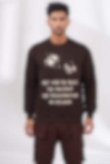 Brown Cotton Fleece Sweatshirt by The Khwaab