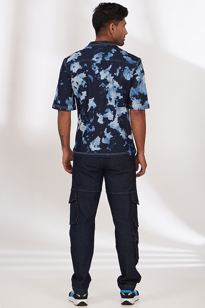 Navy Blue Denim Cargo Pants by The Khwaab at Pernia's Pop Up Shop