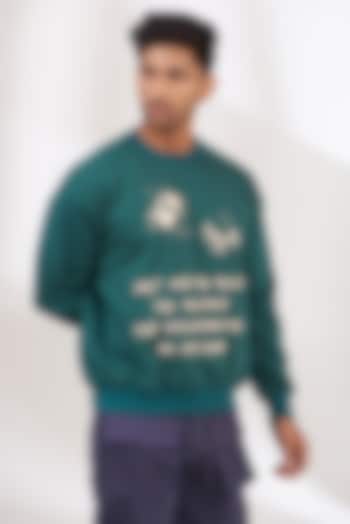 Teal Green Cotton Fleece Sweatshirt by The Khwaab