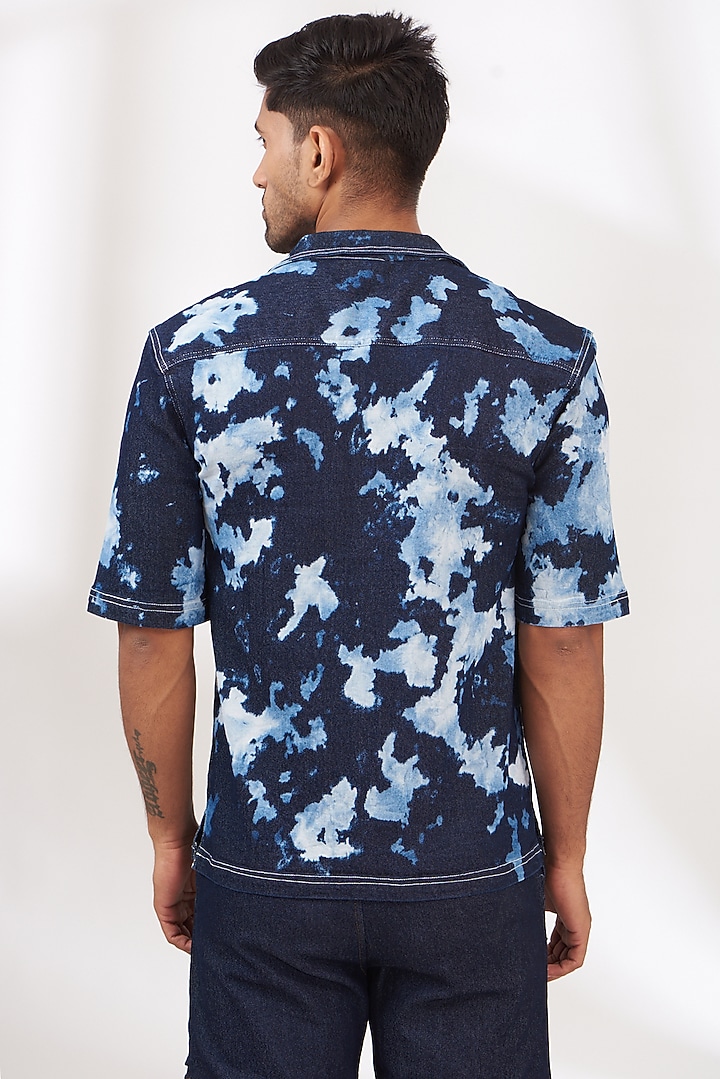 Blue Denim Printed Summer Shirt by The Khwaab at Pernia's Pop Up Shop