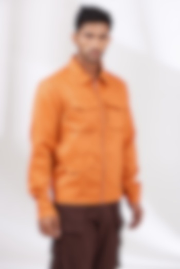 Orange Italian Fabric Jacket by The Khwaab