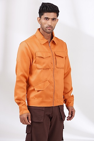 Orange Italian Fabric Jacket by The Khwaab