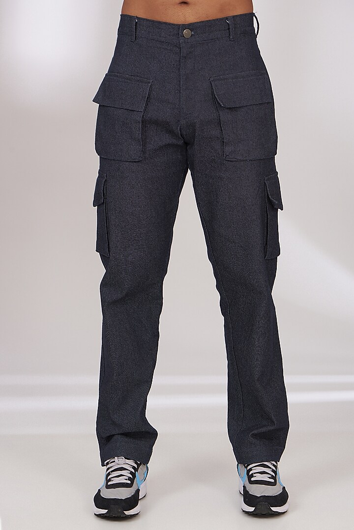 Midnight Blue Denim Utility Pants by The Khwaab at Pernia's Pop Up Shop
