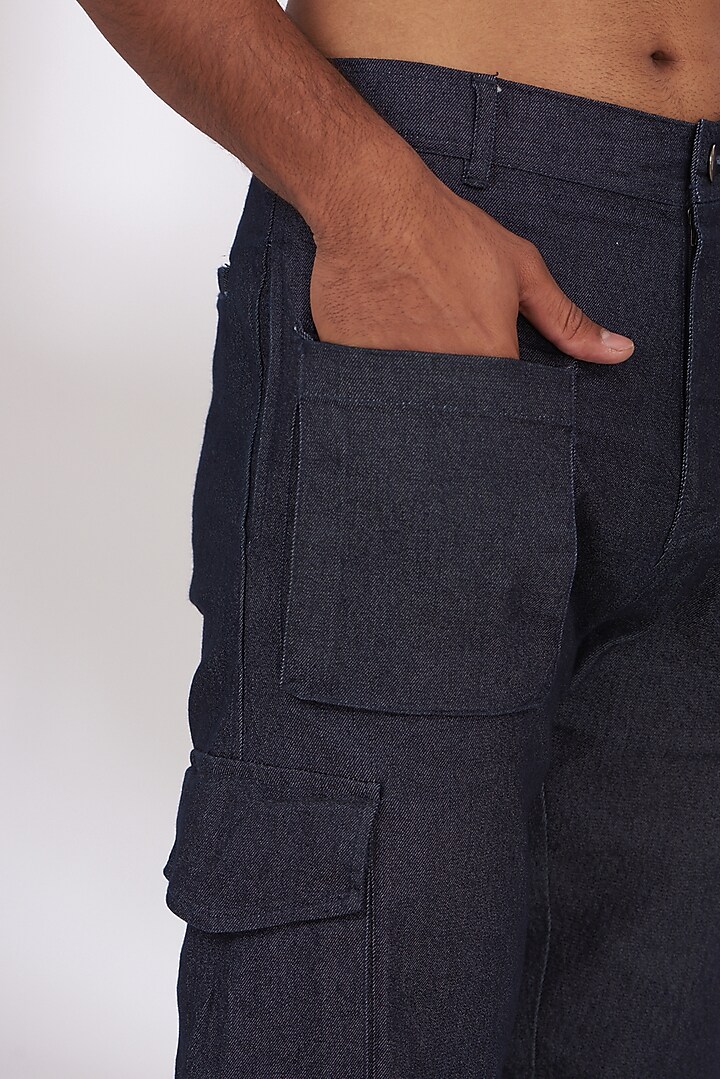 Midnight Blue Denim Utility Pants by The Khwaab at Pernia's Pop Up Shop