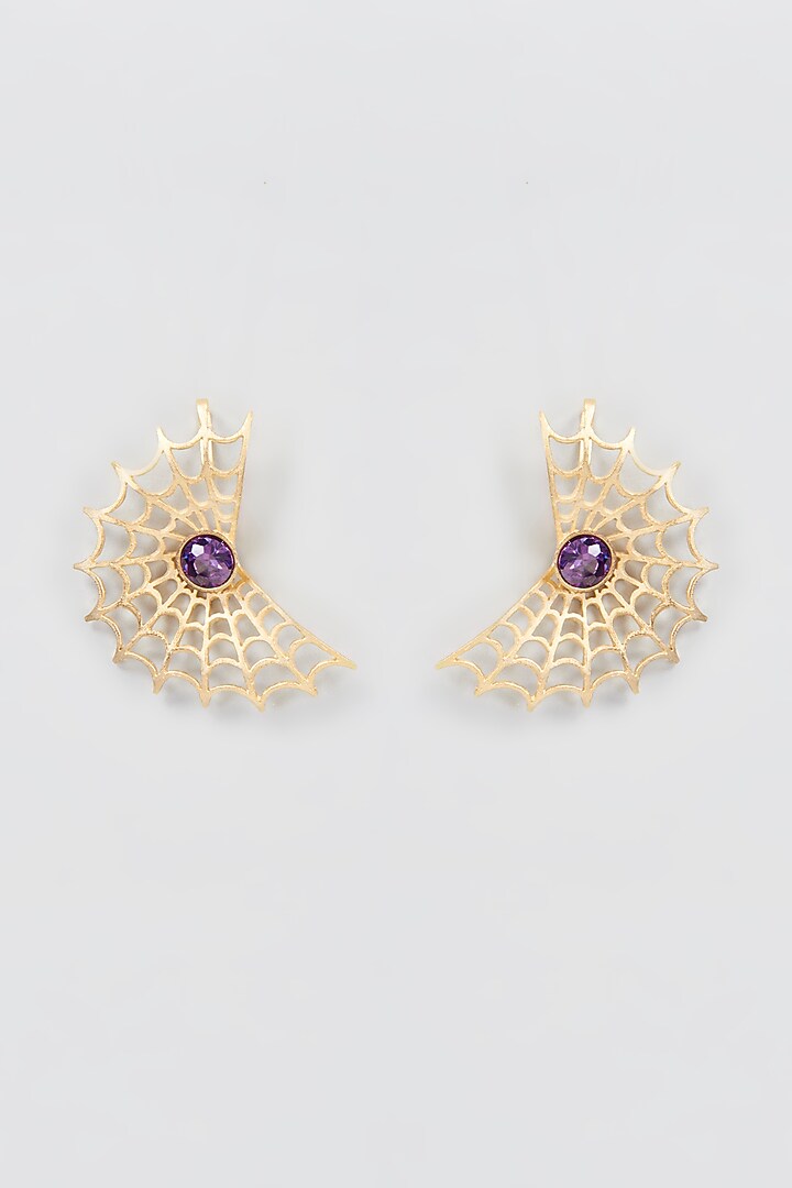 Gold Finish Purple Stone Earcuffs by Khushi Jewels at Pernia's Pop Up Shop