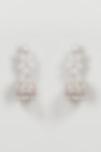 White Finish Zircon Diamond Jhumka Earrings by Khushi Jewels at Pernia's Pop Up Shop