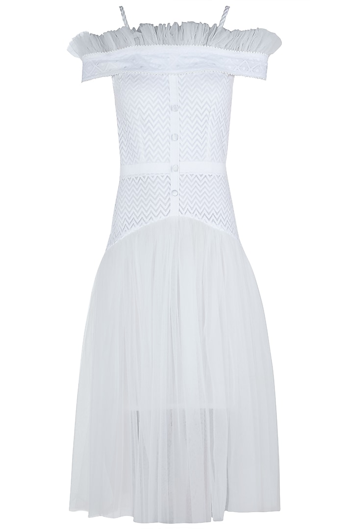 White cold shoulder dress by KHWAAB