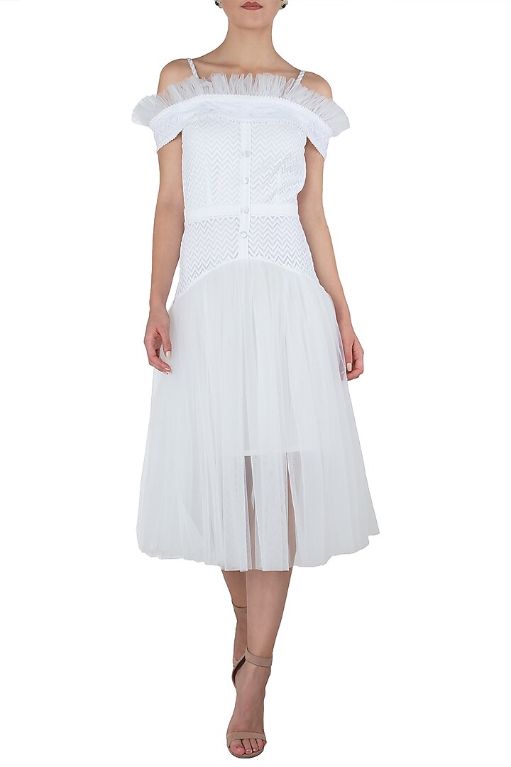 White cold shoulder dress available only at Pernia's Pop Up Shop.