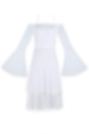 White bell sleeves midi dress by KHWAAB