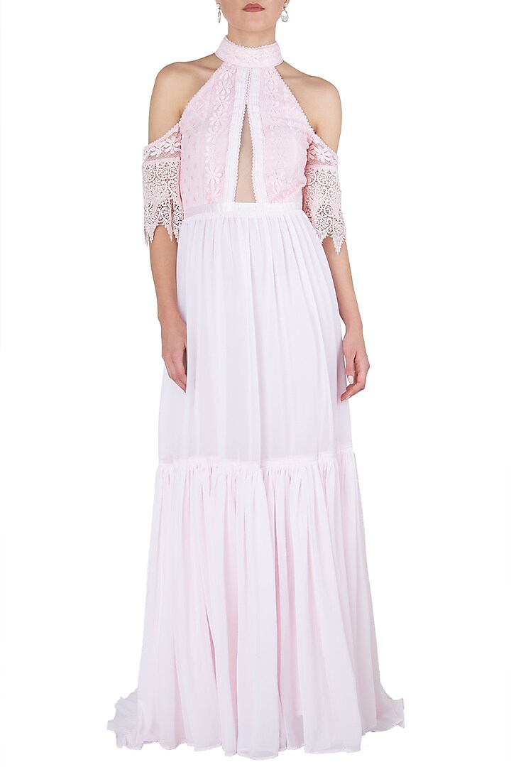 Pink bardot sleeves maxi dress available only at Pernia's Pop Up Shop.