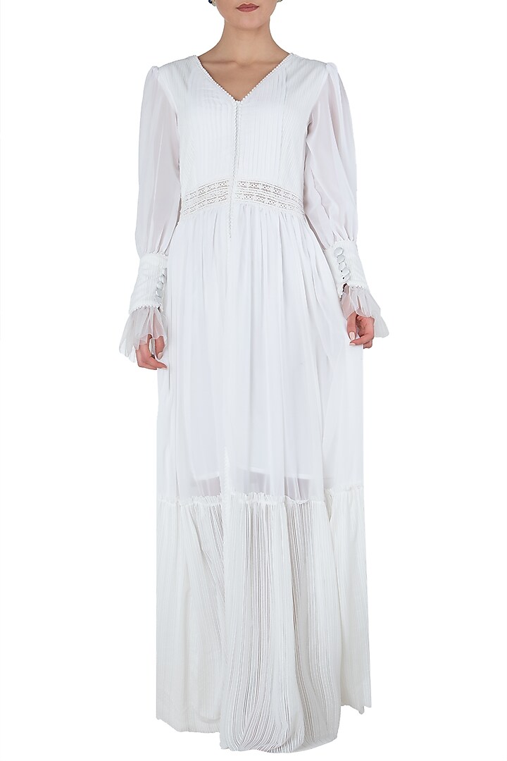 White front slit maxi dress available only at Pernia's Pop Up Shop.