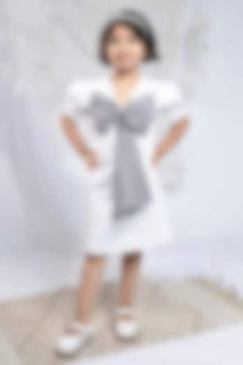 White Scuba Dress For Girls by Label Kiaa at Pernia's Pop Up Shop