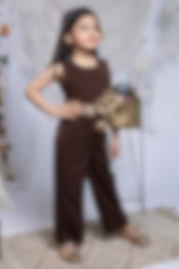 Brown Volvo Floral Jumpsuit For Girls by Label Kiaa at Pernia's Pop Up Shop