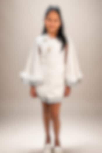 White Dress Glittery Fabric Dress For Girls by Label Kiaa at Pernia's Pop Up Shop