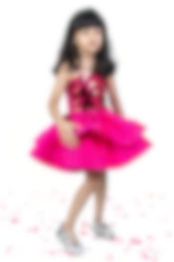 Hot Pink Taffeta Sequins Work Skirt Set by Label Kiaa at Pernia's Pop Up Shop
