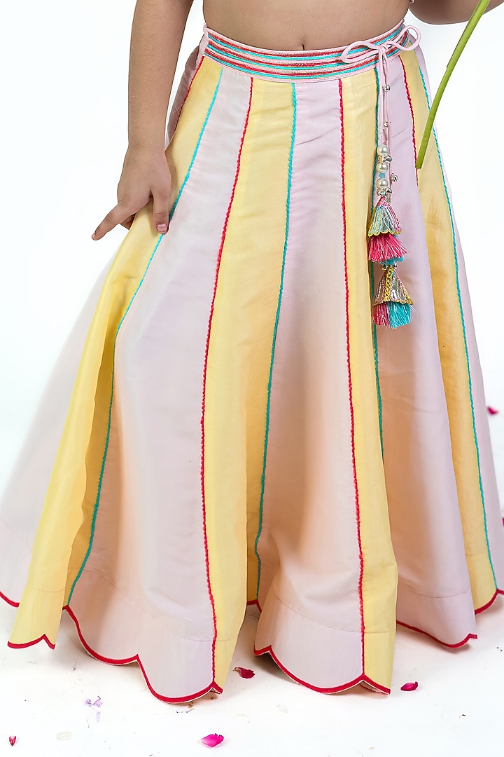 Multi-Colored Cotton Silk Lehenga Set For Girls by Label Kiaa at Pernia's Pop Up Shop