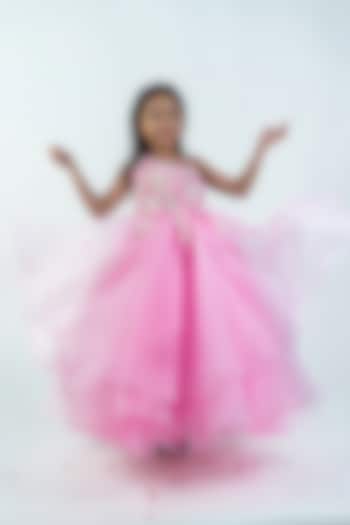 Pink Organza Dress For Girls by Label Kiaa at Pernia's Pop Up Shop