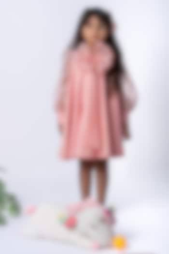 Rose Peach Organza Dress For Girls by Label Kiaa at Pernia's Pop Up Shop