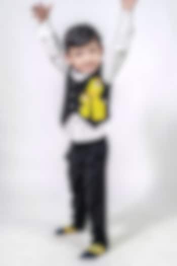Black Volvo Waistcoat Set For Boys by Label Kiaa at Pernia's Pop Up Shop