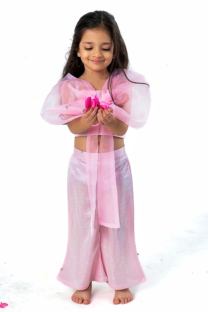 Baby Pink Organza Co-Ord Set For Girls by Label Kiaa at Pernia's Pop Up Shop