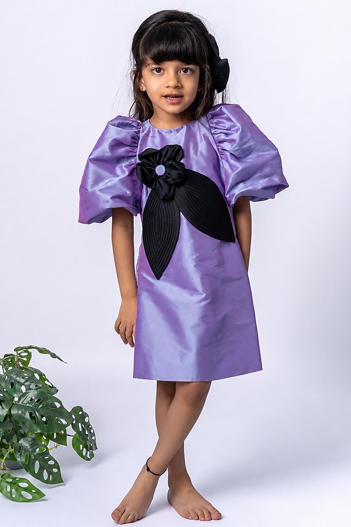 Lilac Taffeta Black Dress For Girls by Label Kiaa at Pernia's Pop Up Shop