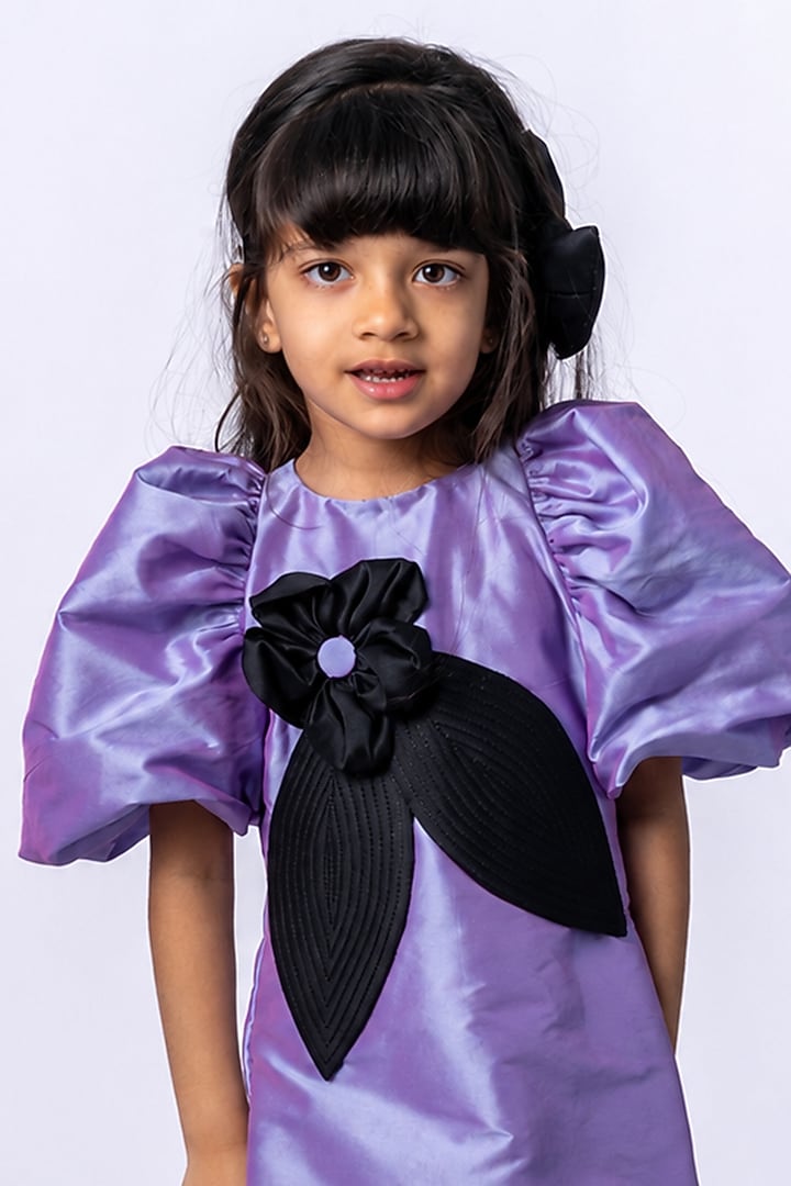 Lilac Taffeta Black Dress For Girls by Label Kiaa at Pernia's Pop Up Shop