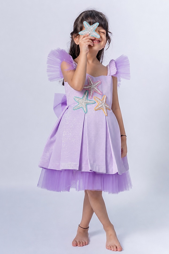 Lilac Net Mermaid-Dress For Girls by Label Kiaa at Pernia's Pop Up Shop