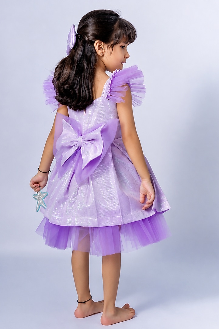 Lilac Net Mermaid-Dress For Girls by Label Kiaa at Pernia's Pop Up Shop