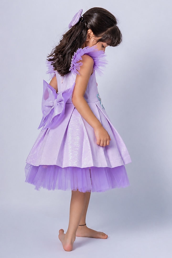 Lilac Net Mermaid-Dress For Girls by Label Kiaa at Pernia's Pop Up Shop