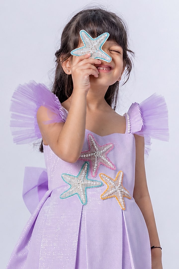Lilac Net Mermaid-Dress For Girls by Label Kiaa at Pernia's Pop Up Shop